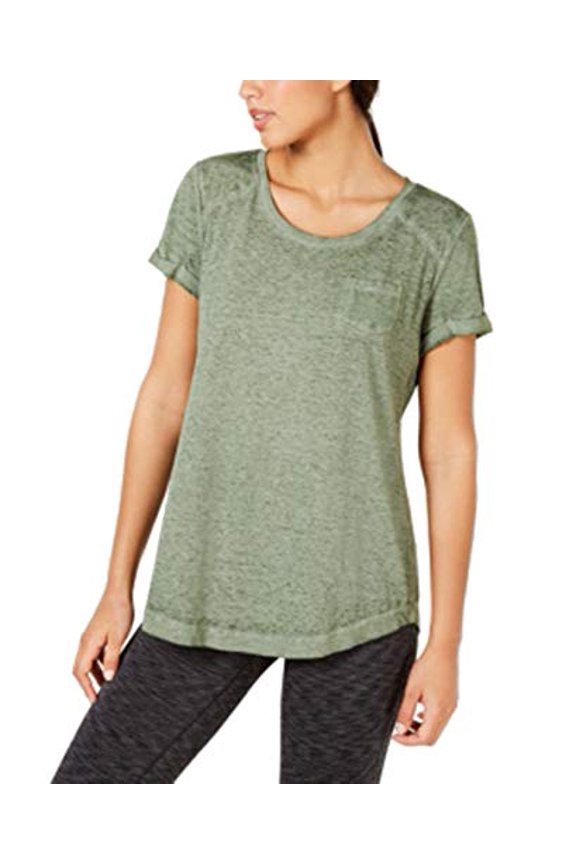 Knot-Hem Pocketed T-Shirt Olive Spring M