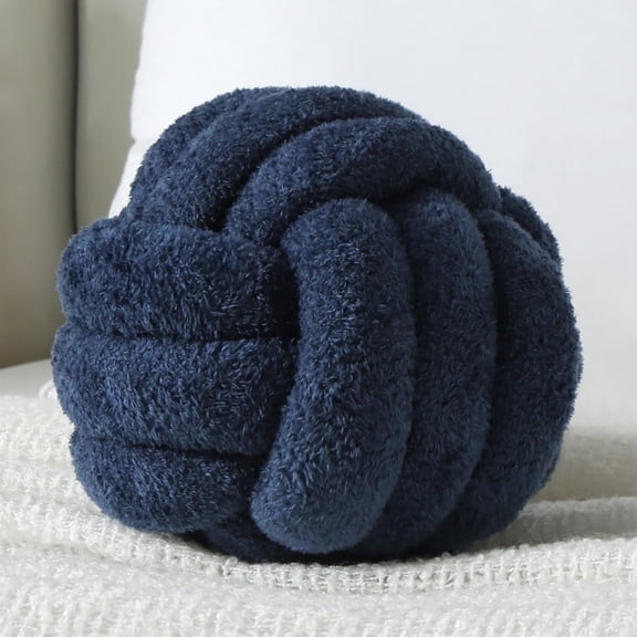 Knot Pillow Ball Plush - Decorative Throw Pillows for Bed Stress Relief, Round Knot Cushion for Sofa Decor Pet Toy, Navy 8 inch