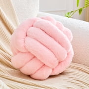 Knot Pillow Ball, Soft Home Decorative Round Throw Pillow, Handmade Knotted Plush Pillow, Round Boucle Pillow Cushion 8.6 Inches Ivory