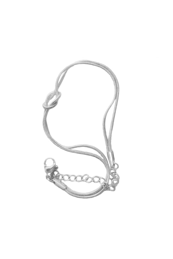 Knot Snake Chain Bracelet, Gold Tone Round Snake Link Wrist Bracelet with Extension Chain, Minimalist Adjustable Stackable Metal Jewelry Gift for Women Daily Party Wear