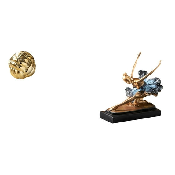 Knot Statue Yarn Ball Ornament Ceramic Figurine Ballet Dancer Statue Gold Resin Material for Office Display