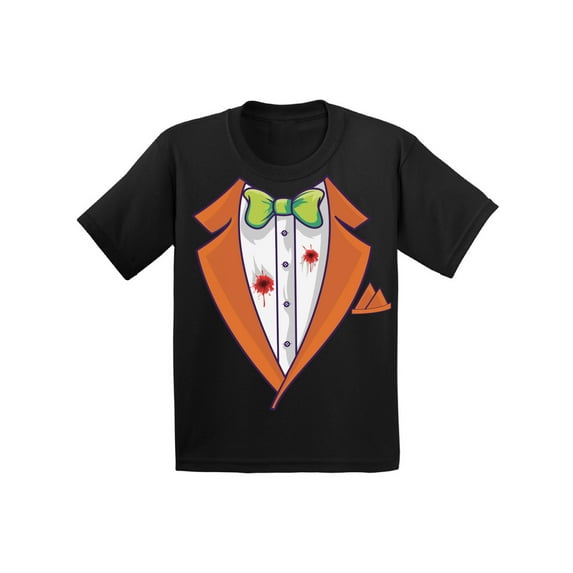 Knot Tuxedo Halloween TShirt - Party Look Funny Tee Shirt for Boys Kids Girls - 6 to 15 Years Old