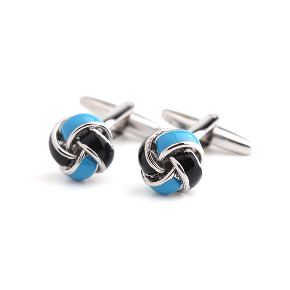 Knot Twisted Cufflinks for Men Blue and Black