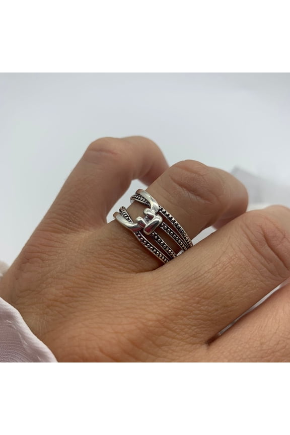 Knot Weaved Layered Ring-Present-Mothers Day Gift For Her-Dot Silver Boho Ring