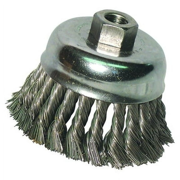 Knot Wire Cup Brush, 3 in Dia, 5/8-11 Arbor, .02 in Carbon Steel | Bundle of 2 Each