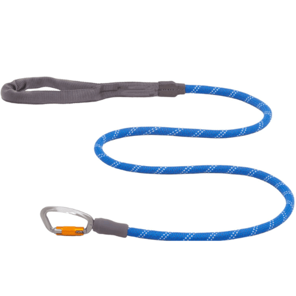 KnotaLeash, ClimbingInspired Rope Leash, 5 ft Reflective Rope, Secure AutoLocking Swivel Carabiner, Tubular Handle, Accessory Loop for PickUp Bags, Blue Pool, Large