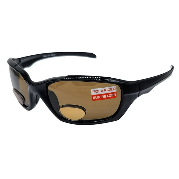 KnotMaster Columbia Black Polarized Bifocal Fishing Sunglasses Readers Unisex Sports w/ +2.50 Brown Lenses