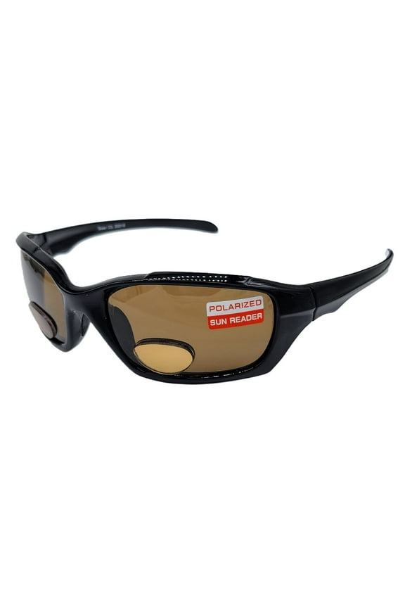 Columbia Black Polarized Bifocal Fishing Sunglasses Readers Unisex Sports w/ +2.50 Brown Lenses