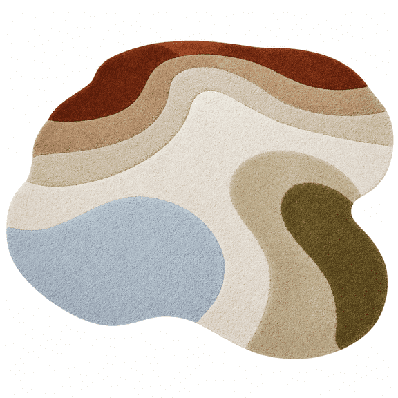 Knots Rug Handmade 100% Natural Wool Area Rug, Abstract Irregular Shape Plush Carpet for Living Room Bedroom Modern Home Décor