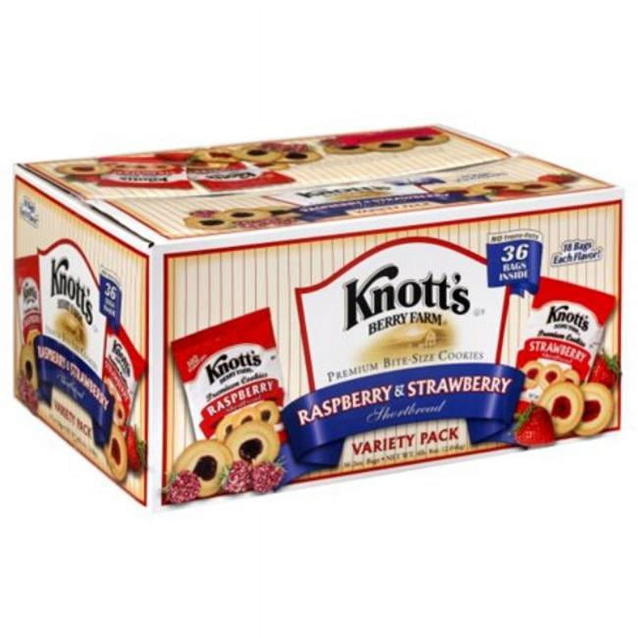 Knott's Berry Farm Shortbread Cookies Raspberry/Strawberry Variety 36Ct