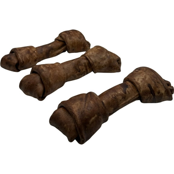 Knotted 8 to 9-in Beef Flavor Rawhide Bone Dog Treats, 3 CT