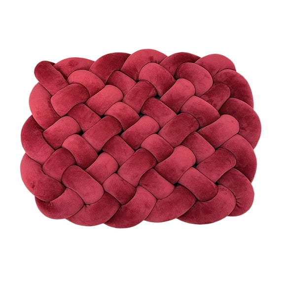 Knotted Ball Pillow Cushion for Sofa Bed Decor, Wine Red Throw Pillow, Woven Accent Pillow for Living Room and Home Decoration