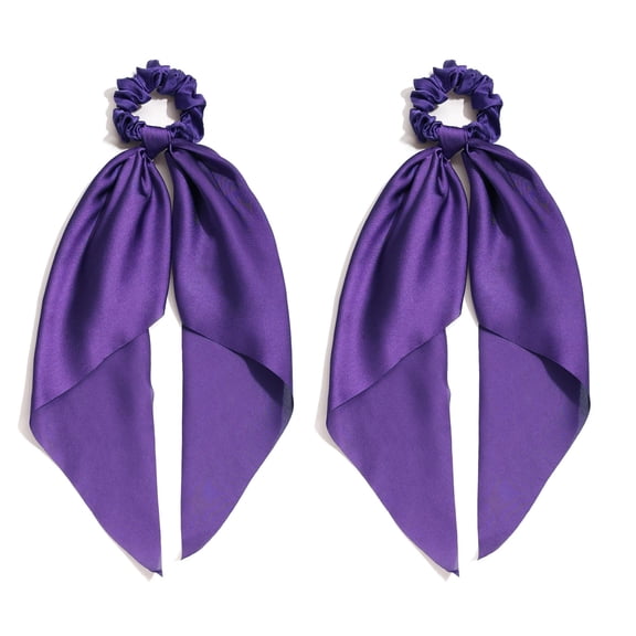 Knotted Bow Elastic Hair Scrunchies, Soft Satin Ribbon Scarf Ponytail Holders, Fashion Long Tail Hair Ties Hair Accessories for Women Girls