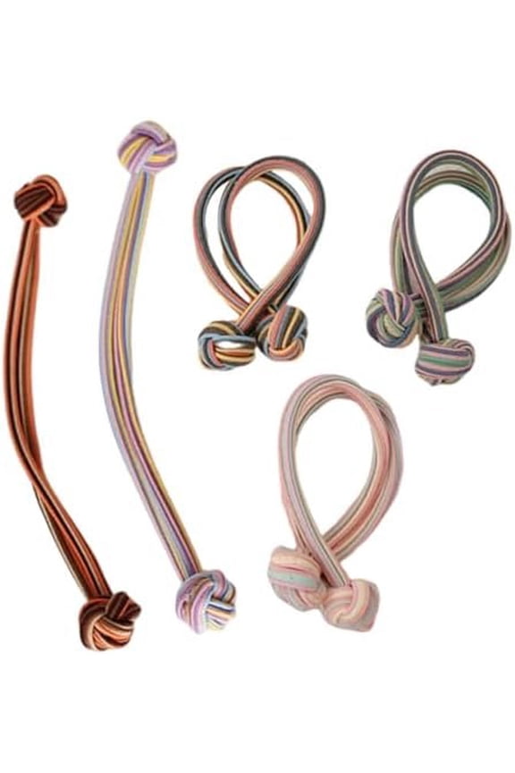 Knotted Button Hair Tie Set,Knot Scrunchies Elastic Rubber Band Hair Ropes for Women,High Ponytail Tie Hair Rope Stretchy Thickened Durable for Thick and Long Hair,5Pieces