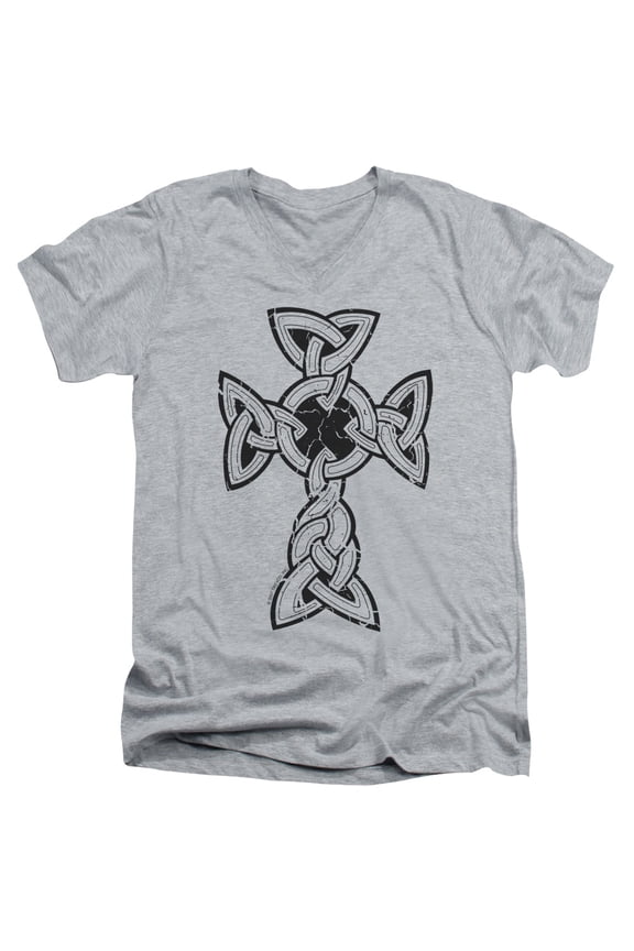- Knotted Celtic Cross - Slim Fit V Neck Shirt - X-Large