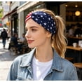 thumbnail image 1 of Qjidjing Knotted Headband, Bandana, Patriotic Star Stripe Pattern with Sweat Absorbent Textile, for Daily Running, Yoga Exercise, 4th of July Holiday Gathering, 1 of 6