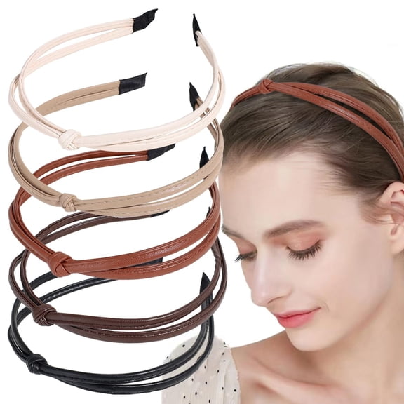 Knotted Headbands, Non-Slip PU Leather Fashion Hair Accessories
