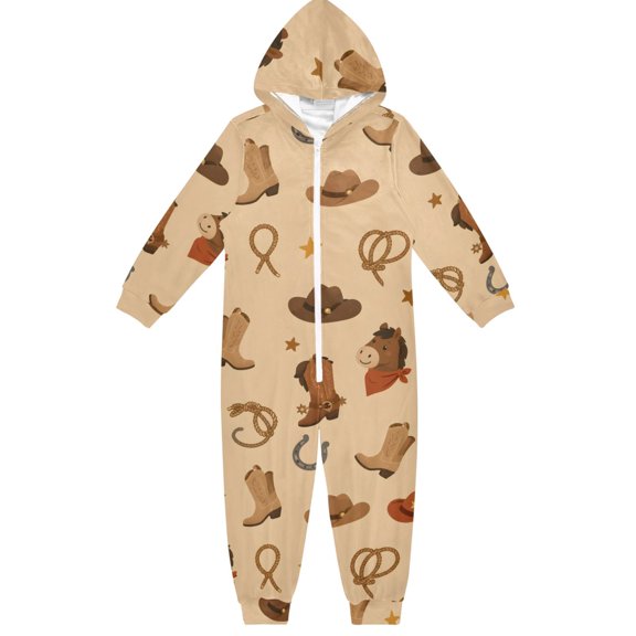 Knotted Horse Hoof Boys & Girls Hooded One-Piece Pajamas Warm Crystal velvet Hooded Long Sleeve Loungewear Jumpsuit Unisex