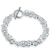FESHIONN IOBI Knotted Links Sterling Silver Toggle Bracelet For Woman