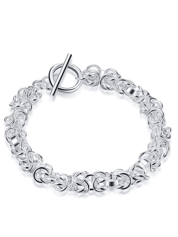 Knotted Links Sterling Silver Toggle Bracelet For Woman