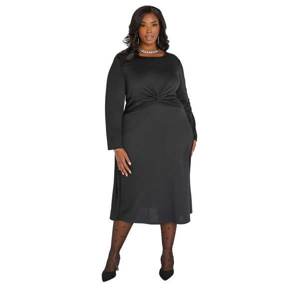 Ashley Stewart Knotted Midaxi A Line Dress, Black, Size 18/20
