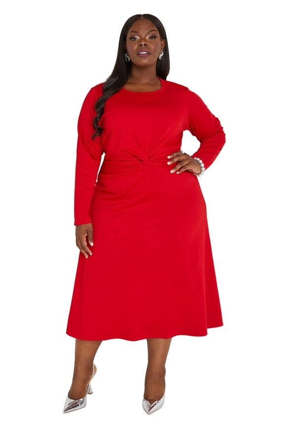 Knotted Midaxi A Line Dress, Equestrian Red, Size 14/16