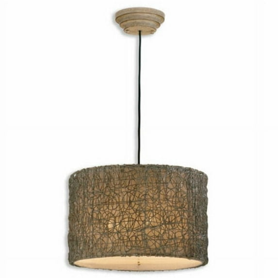 21105-Uttermost-Knotted Rattan Drum Pendant 3 Light -Traditional Installation