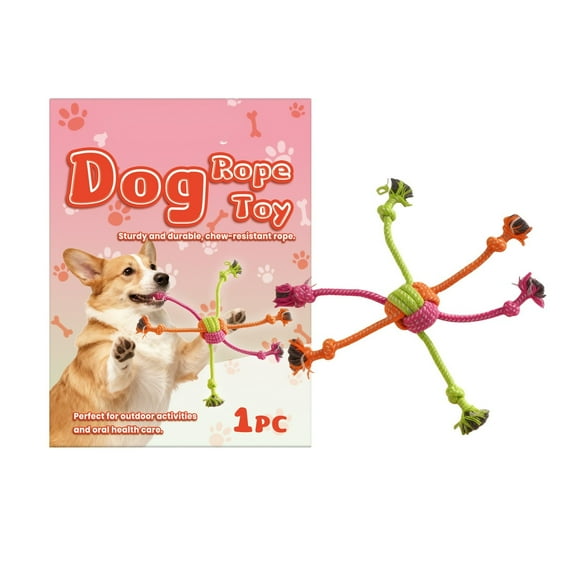 Knotted Rope Interactive Chew Play Tug Of War Training Toy For Aggressive Tough Pet Dog