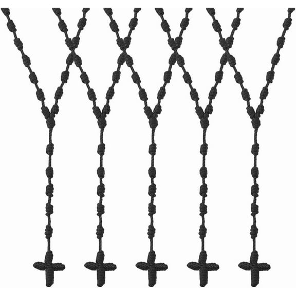 Knotted Rosary Necklaces Easter Lightweight Long String Necklace 74cm/29.13 inch Knotted Cord Rope with Braid Rosary Beads Necklace for Men Women for DIY