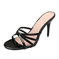 Knotted Strap Detail Women Slippers Sandals High Stiletto Heel Toe Lady