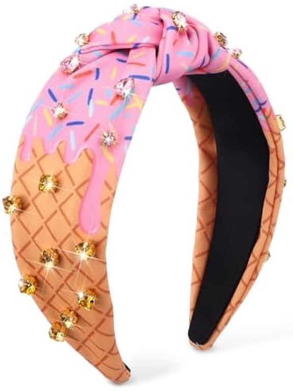 Knotted Teacher Headband for Girls Women Embellished Headband for Graduation Gifts of School Teacher Appreciation Gifts to School (Ice Cream)