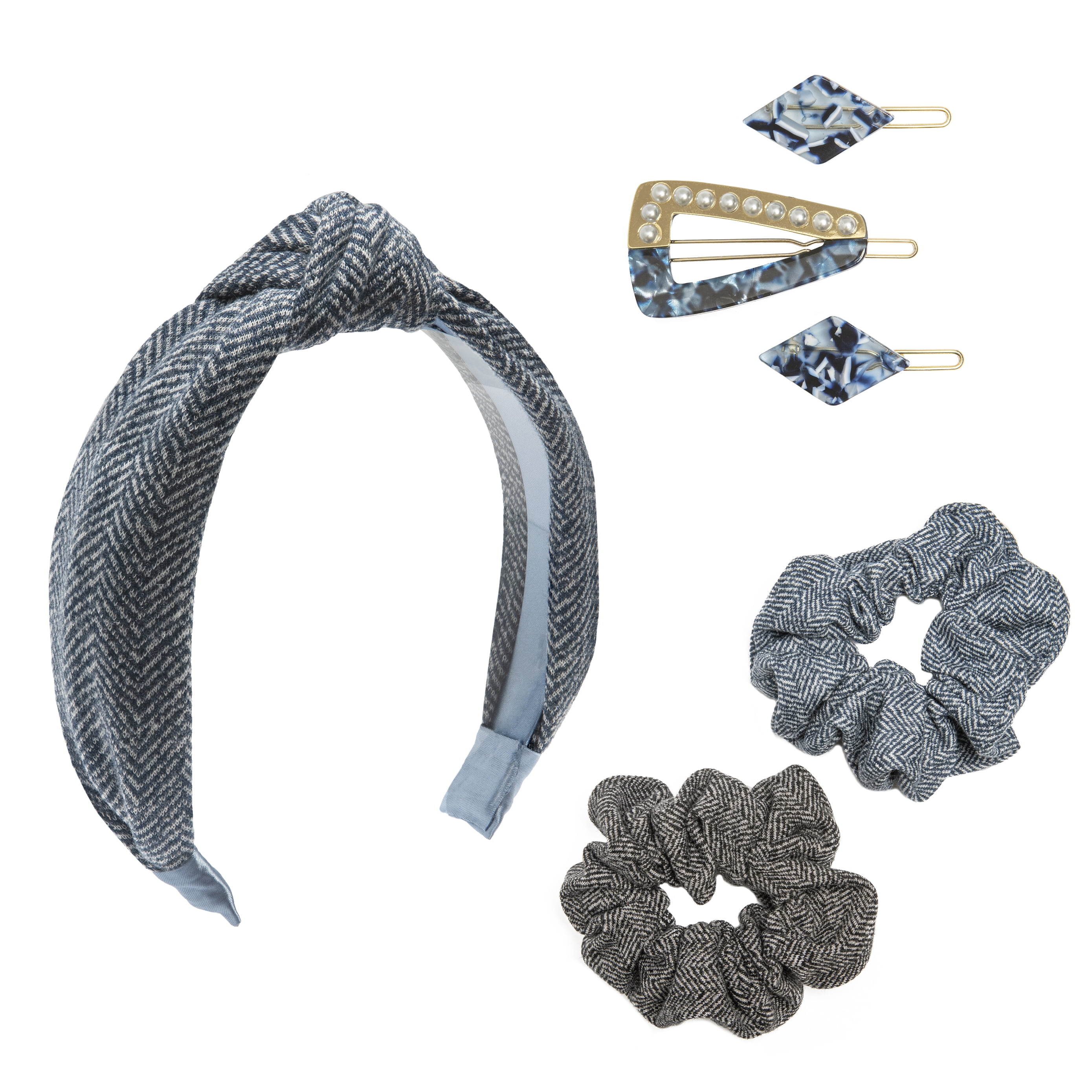 Knotted Top Headband, Scrunchie and Hair Clip Set, 6-Piece