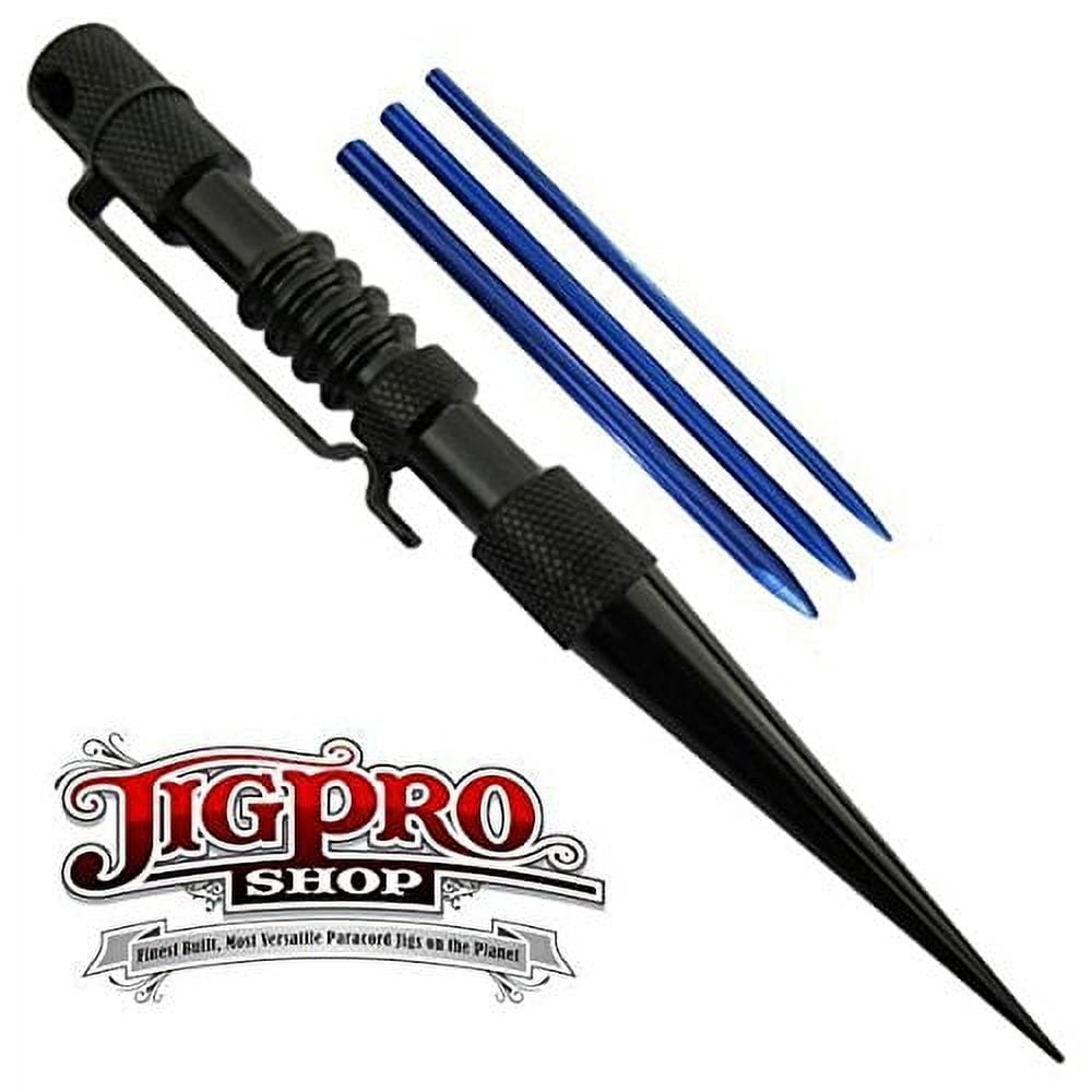 Knotters Tool II (Black) w/ 3 Different Size Blue Lacing Needles ~Marlin Spike for Paracord, Leather, &amp; Other Cord