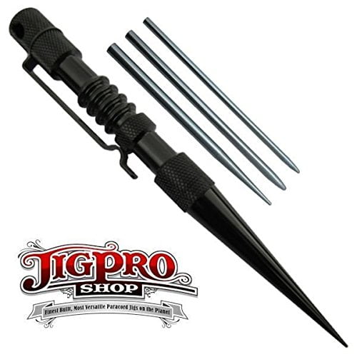 Knotters Tool II (Black) w/ 3 Different Size Stainless Steel Lacing Needles ~Marlin Spike for Paracord, Leather, & Other Cord