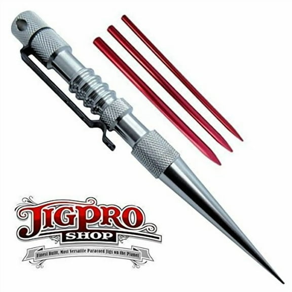 Knotters Tool II (Silver) w/ 3 Different Size Red Lacing Needles ~Marlin Spike for Paracord, Leather, & Other Cord