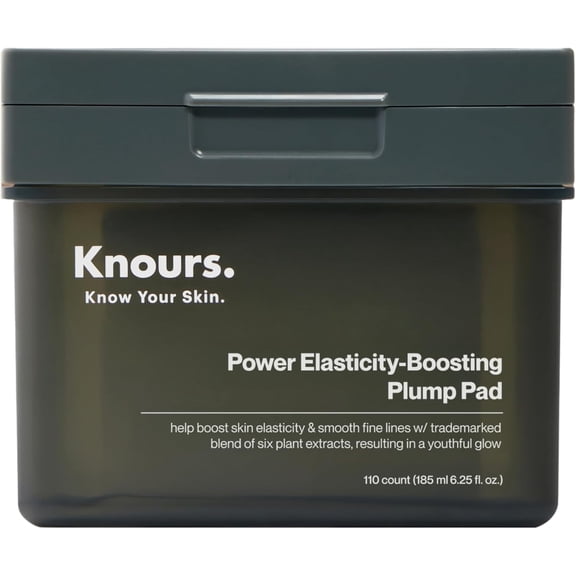Knours. Plump Pad | Natural Plant | Smooth Lines, Firming, Elasticity | Collagen Support | 2-in-1 Toner Pad + Face Mask | Holy Basil | Power Elasticity-Boosting | All Skin | 110 Count | 185ml/6.25oz