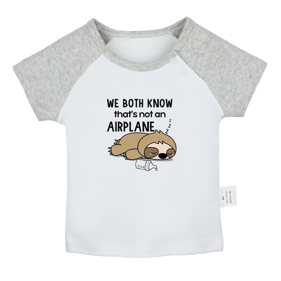 We Both Know That's Not an Airplane Funny T shirt For Baby, Newborn Babies T-shirts, Infant Tops, 0-24M Kids Graphic Tees Clothing (Short Gray Raglan T-shirt, 18-24 Months)