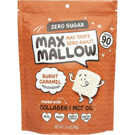 Know Brainer Max Mallow Burnt Caramel -Guilt-Free & Zero Sugar Marshmallows -Low Carb and Zero Fat