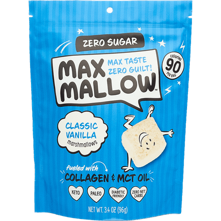 Know Brainer Max Mallow Classic Vanilla- Guilt-Free & Zero Sugar Marshmallows -Low Carb and Zero Fat