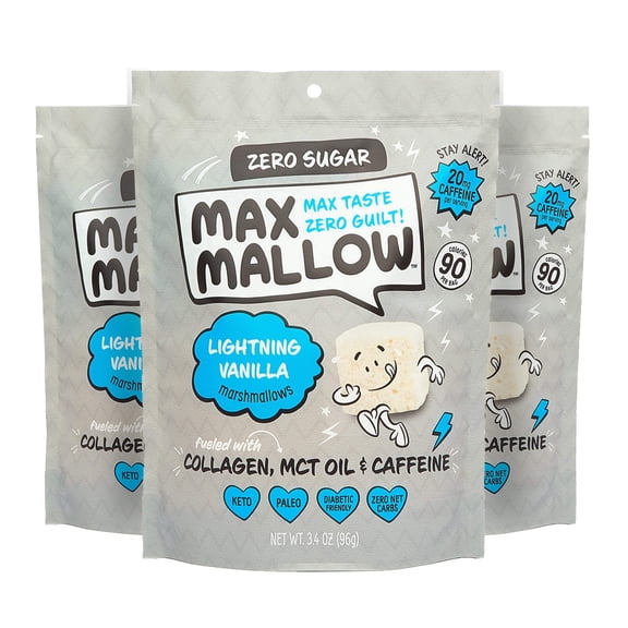 Know Brainer Lightning Vanilla Marshmallows, Zero Sugar, Keto, 3 Pack (10.2oz)