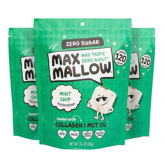 Know Brainer Mint Chip Marshmallows, Zero Sugar, Keto, 3 Pack (10.2oz)