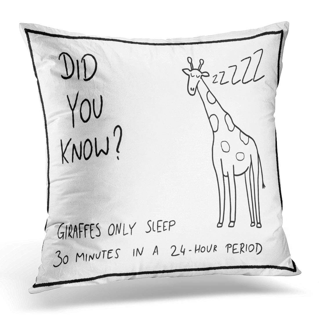 Know Facts About Giraffe Fun Trivia Cartoon Doodle Concept Newspaper Funny Comic Quiz Pillowcase