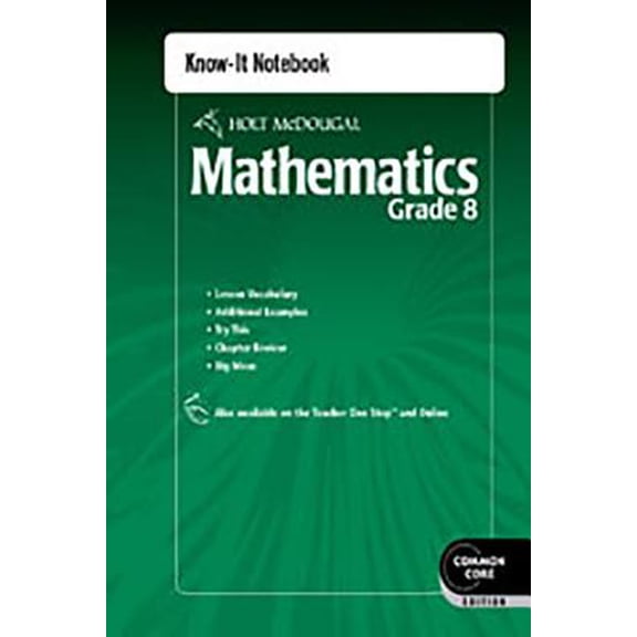 Holt Mcdougal Mathematics: Know-it Notebook Grade 8