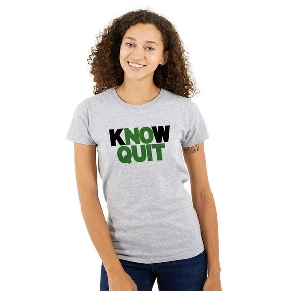 Know No Quit Motivation Gym Workout Womens Slim Fit Graphic Tee Brisco Brands L
