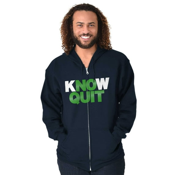 Know Quit Motivation Workout Exercise Zip Up Hoodie Men's Women's Brisco Brands L