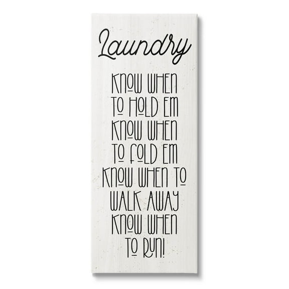 Know When To Run Funny Laundry Typography Graphic Art Gallery Wrapped Canvas Print Wall Art