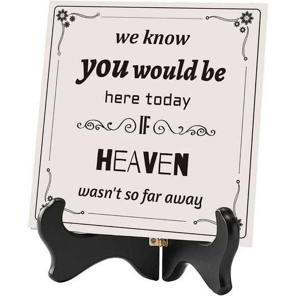 We Know You Would Be Here Today If Heaven Wasn't So Far Away Memorial Gifts Flower Ceramic Tile Wooden Stand Memory Plaque Sign for Wedding Condolence Bereavement Grief Funeral Remembrance