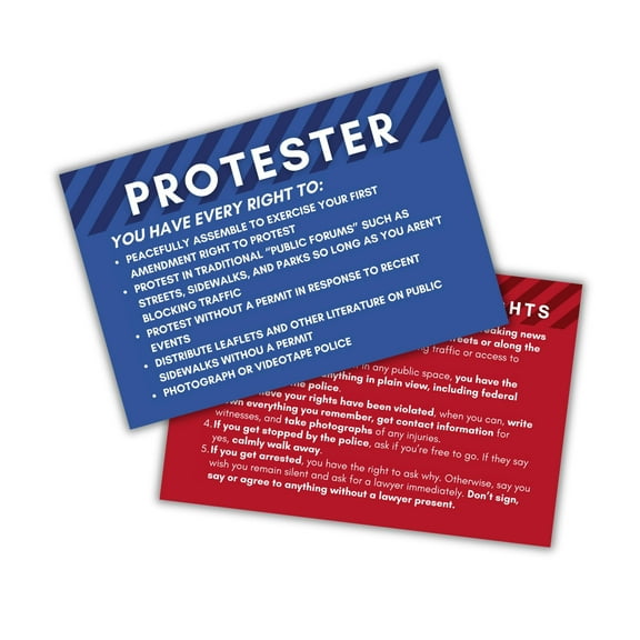 Know Your Protest Rights Reference Post Card Wallet Reference 30pk 4x6 Police Poster Freedom of Speech Guide Constitutional America Law