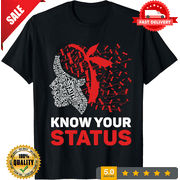 Know Your Status Red Ribbon National HIV Awareness Month T Shirt Men Women NEW, LIMITED EDITION-TH63022