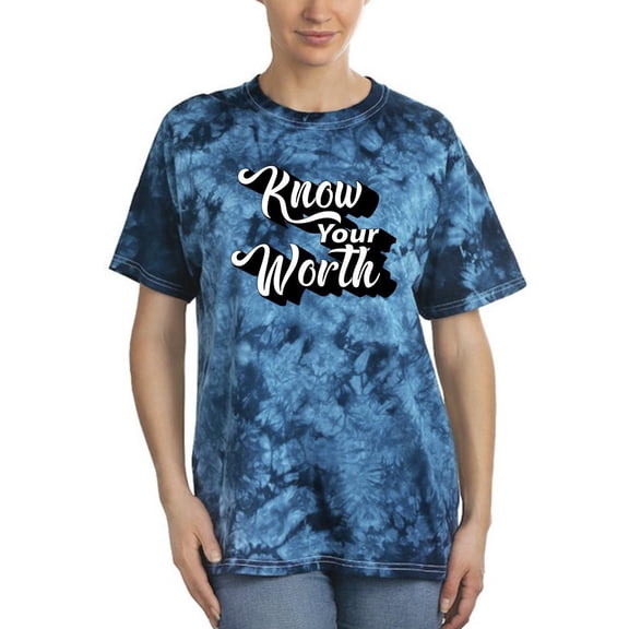 Know Your Worth Retro Style. Tie Dye Crystal Women -Image by Shutterstock, Female Large